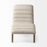 54" Cream And Wood Brown Fabric Tufted Lounge Chair - Homeroots