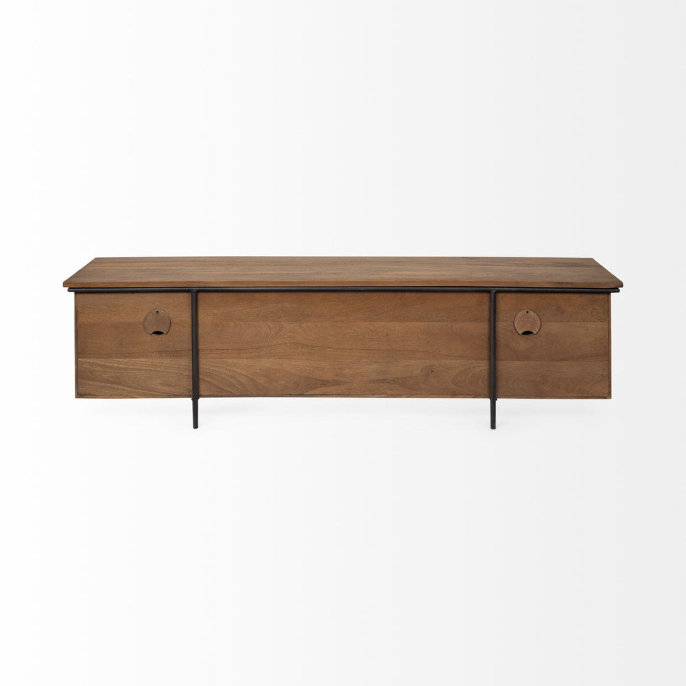 18" Brown Solid Wood Console Table With Shelves - Homeroots - Flyclothing LLC