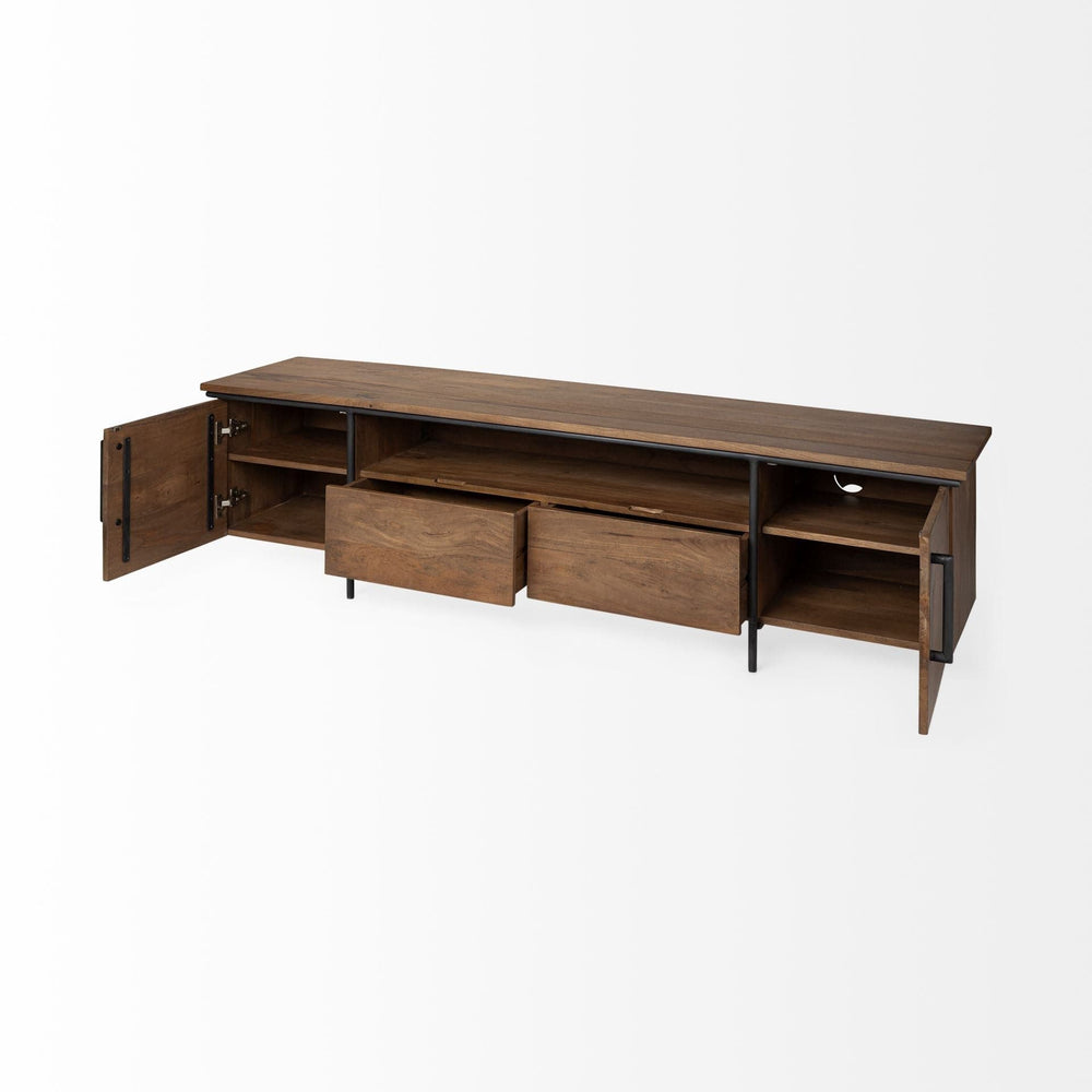 18" Brown Solid Wood Console Table With Shelves - Homeroots - Flyclothing LLC