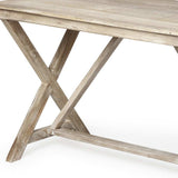 Light Brown Solid Mango Wood Office Desk With X Shaped Frame - Homeroots - Flyclothing LLC