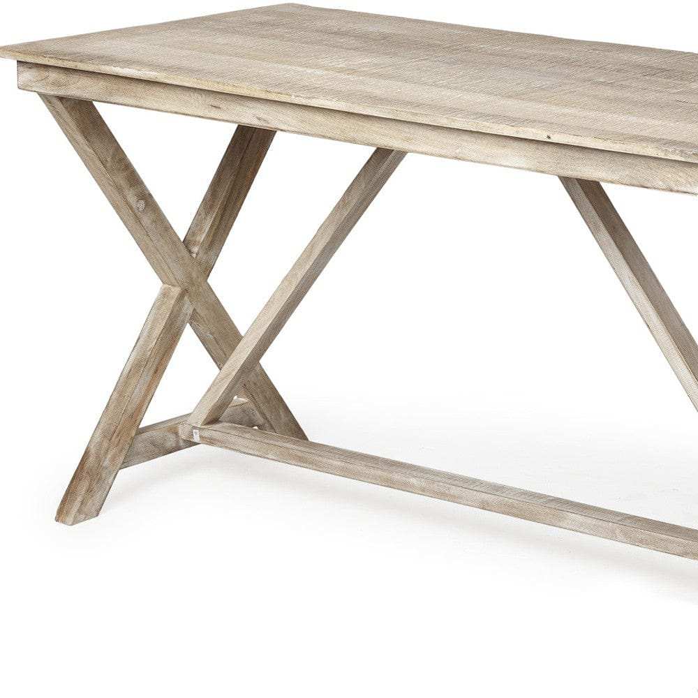 Light Brown Solid Mango Wood Office Desk With X Shaped Frame - Homeroots - Flyclothing LLC