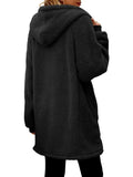 Fuzzy Pocketed Zip Up Long Sleeve Hooded Jacket - Trendsi - Flyclothing LLC