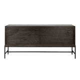 Black Solid Mango Wood Finish Sideboard With 4 Glass Cabinet Doors - Homeroots - Flyclothing LLC