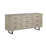 Light Brown And White Solid Mango Wood Finish Sideboard With 9 Drawers - Homeroots - Flyclothing LLC