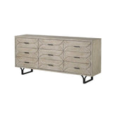 Light Brown And White Solid Mango Wood Finish Sideboard With 9 Drawers - Homeroots - Flyclothing LLC