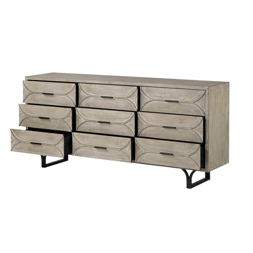 Light Brown And White Solid Mango Wood Finish Sideboard With 9 Drawers - Homeroots - Flyclothing LLC