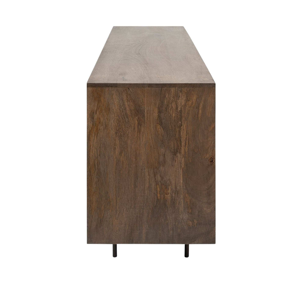 Medium Brown Solid Mango Wood Finish Sideboard With 6 Easy Sliding Drawers - Homeroots - Flyclothing LLC
