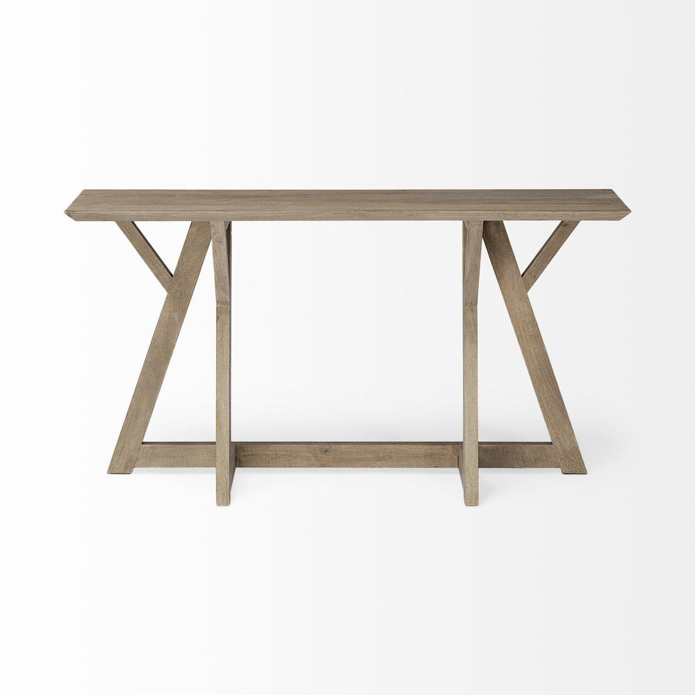 16" Brown Solid Wood Trestle Console Table - Homeroots - Flyclothing LLC