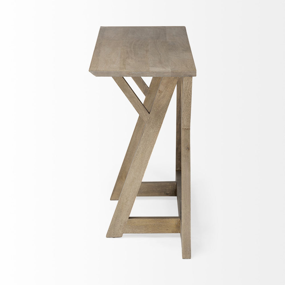 16" Brown Solid Wood Trestle Console Table - Homeroots - Flyclothing LLC