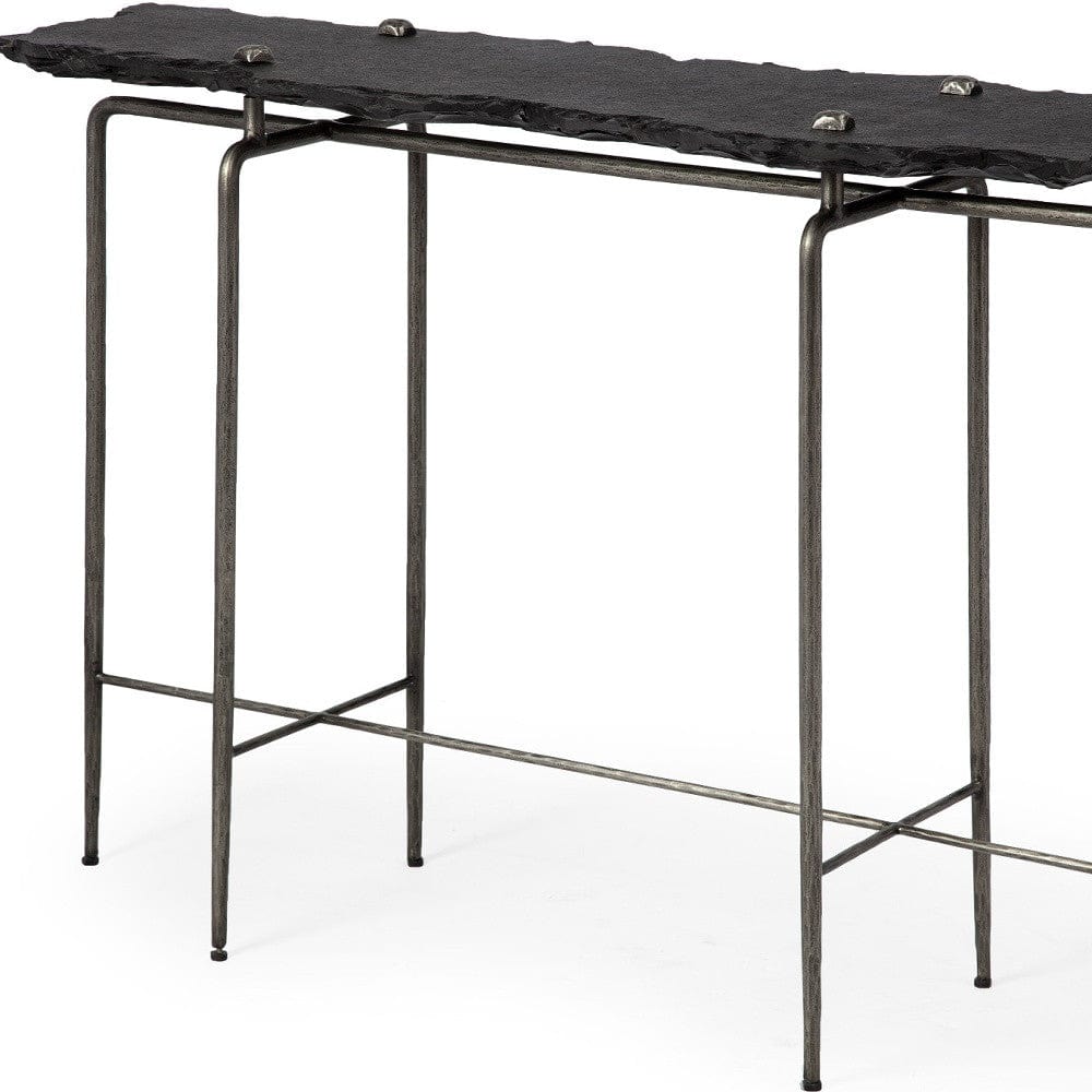 17" Black and Brown Solid Wood Console Table - Homeroots - Flyclothing LLC