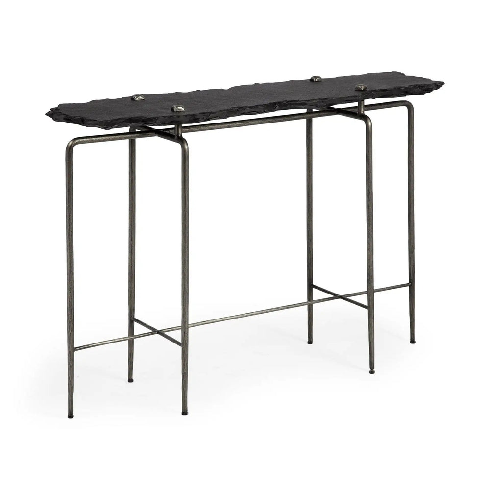 17" Black and Brown Solid Wood Console Table - Homeroots - Flyclothing LLC