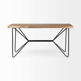 Medium Brown Live Edge Acacia Wood Finish Office Desk With Black Matte Butterfly Wing Shaped Base - Homeroots - Flyclothing LLC