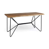 Medium Brown Live Edge Acacia Wood Finish Office Desk With Black Matte Butterfly Wing Shaped Base - Homeroots - Flyclothing LLC