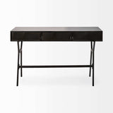 Black Metal Matte Finish Writing Desk With 3 Drawers - Homeroots - Flyclothing LLC