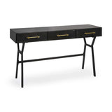 Black Metal Matte Finish Writing Desk With 3 Drawers - Homeroots - Flyclothing LLC
