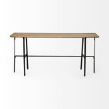 14" Brown and Black Solid Wood Trestle Console Table - Homeroots - Flyclothing LLC