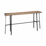 14" Brown and Black Solid Wood Trestle Console Table - Homeroots - Flyclothing LLC