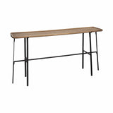 14" Brown and Black Solid Wood Trestle Console Table - Homeroots - Flyclothing LLC