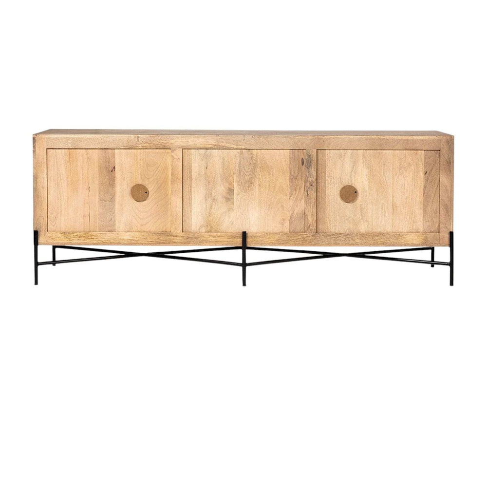 Brown Solid Mango Wood Finish Sideboard With 4 Cabinet Doors - Homeroots - Flyclothing LLC