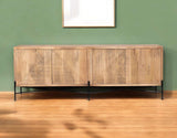 Brown Solid Mango Wood Finish Sideboard With 4 Cabinet Doors - Homeroots - Flyclothing LLC
