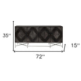 Dark Brown Solid Mango Wood Finish Sideboard With 4 Cabinet Doors - Homeroots - Flyclothing LLC