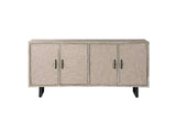 Light Brown Solid Wood Sideboard With 4 Fabric Covered Cabinet Doors - Homeroots - Flyclothing LLC