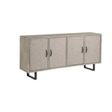 Light Brown Solid Wood Sideboard With 4 Fabric Covered Cabinet Doors - Homeroots - Flyclothing LLC