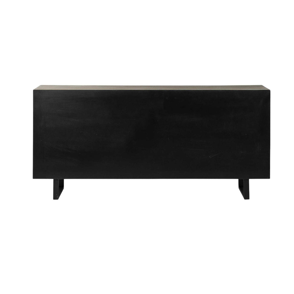 Light Brown Solid Wood Sideboard With 4 Fabric Covered Cabinet Doors - Homeroots - Flyclothing LLC