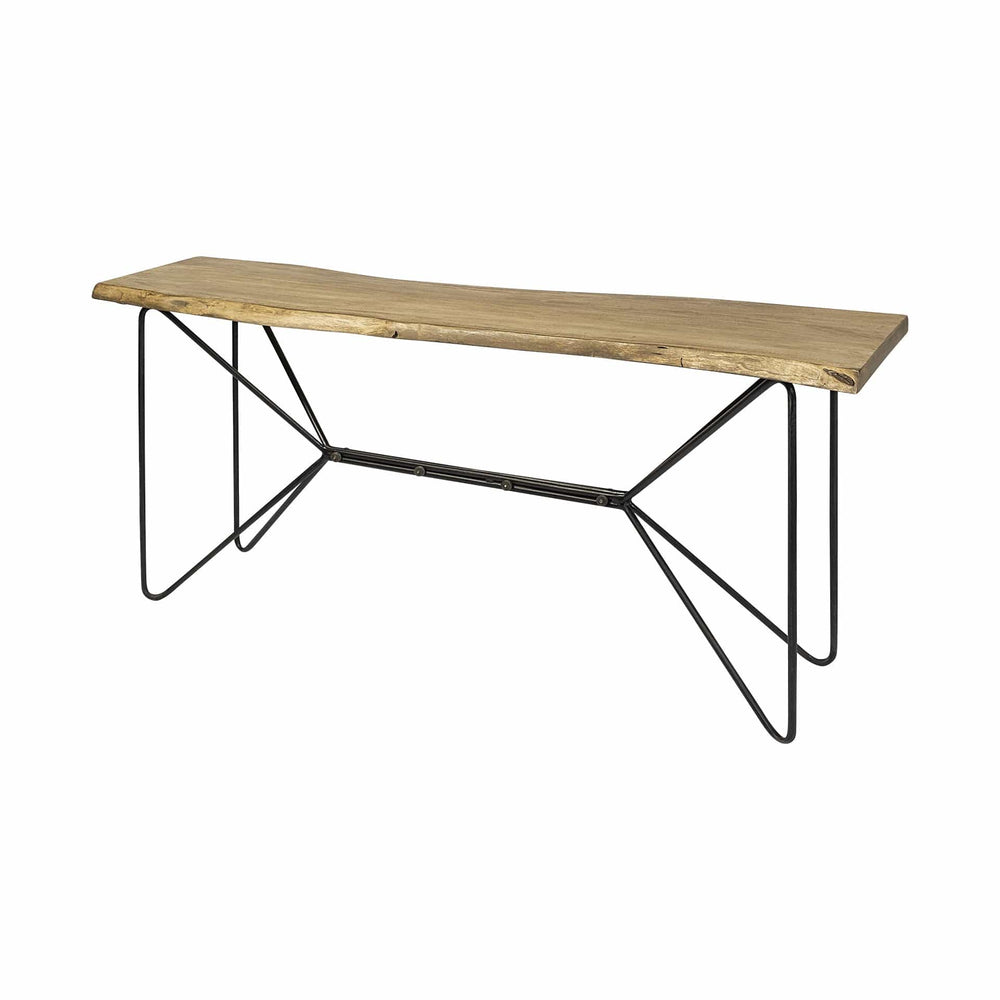 16" Brown and Black Solid Wood Abstract Console Table - Homeroots - Flyclothing LLC