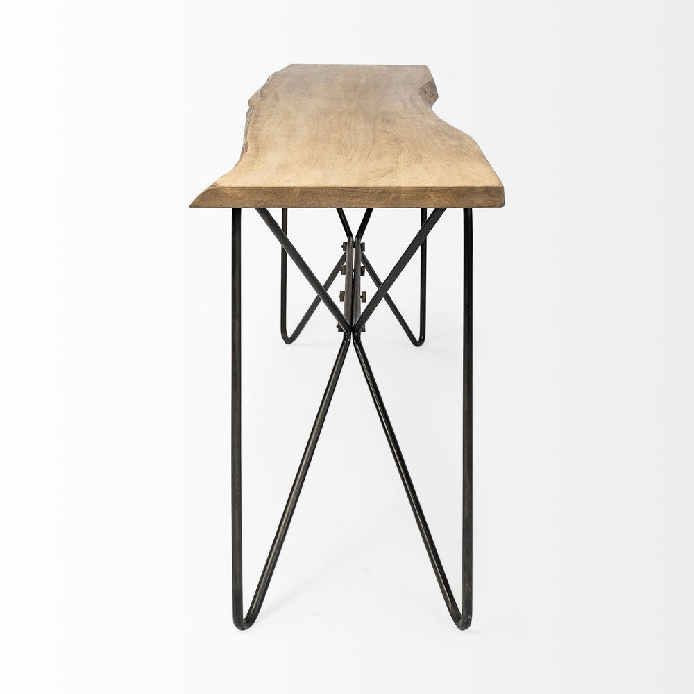 16" Brown and Black Solid Wood Abstract Console Table - Homeroots - Flyclothing LLC