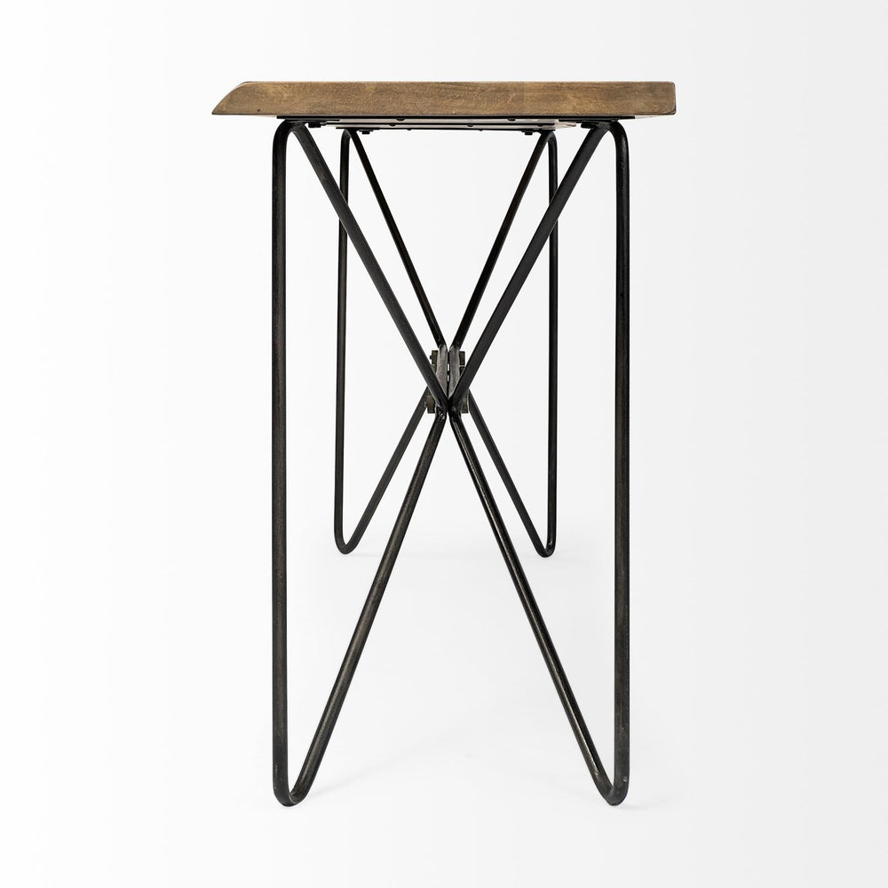 16" Brown and Black Solid Wood Abstract Console Table - Homeroots - Flyclothing LLC
