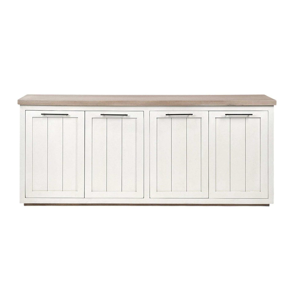 Brown Solid Mango Wood Top & White Frame Sideboard With 4 Cabinet Doors - Homeroots - Flyclothing LLC