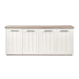 Brown Solid Mango Wood Top & White Frame Sideboard With 4 Cabinet Doors - Homeroots - Flyclothing LLC