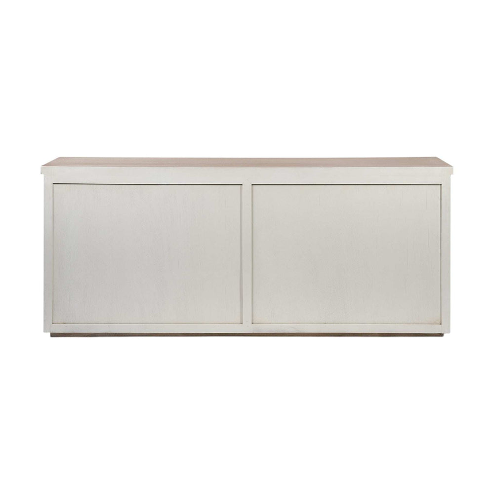 Brown Solid Mango Wood Top & White Frame Sideboard With 4 Cabinet Doors - Homeroots - Flyclothing LLC