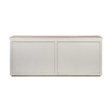 Brown Solid Mango Wood Top & White Frame Sideboard With 4 Cabinet Doors - Homeroots - Flyclothing LLC