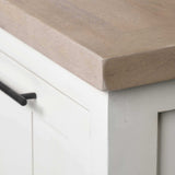 Brown Solid Mango Wood Top & White Frame Sideboard With 4 Cabinet Doors - Homeroots - Flyclothing LLC