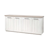Brown Solid Mango Wood Top & White Frame Sideboard With 4 Cabinet Doors - Homeroots - Flyclothing LLC