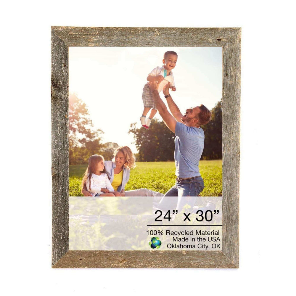 24 X 30 Natural Weathered Grey Picture Frame With Plexiglass Holder - Homeroots - Flyclothing LLC