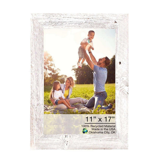 11X17 Rustic White Washed Picture Frame With Plexiglass Holder - Homeroots - Flyclothing LLC
