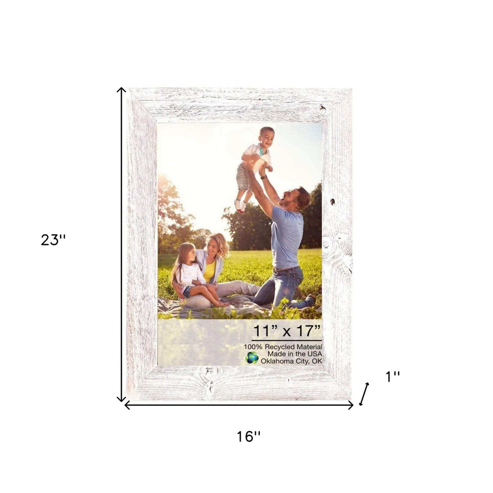11X17 Rustic White Washed Picture Frame With Plexiglass Holder - Homeroots - Flyclothing LLC