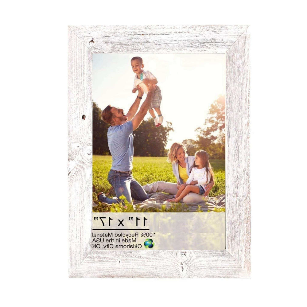 11X17 Rustic White Washed Picture Frame With Plexiglass Holder - Homeroots - Flyclothing LLC