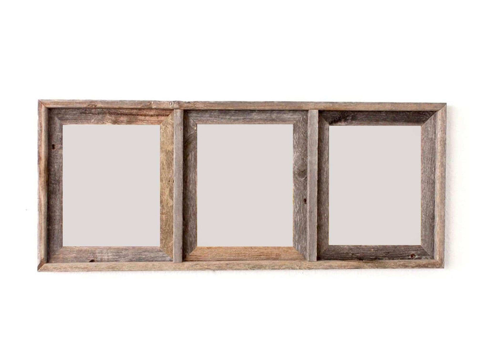 8 x 10 Gray Reclaimed Wood Three Slot Hanging Picture Frame - Homeroots - Flyclothing LLC