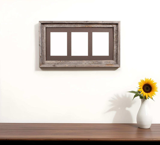 5X7 Natural Weathered Grey Three Photo Picture Frame - Homeroots - Flyclothing LLC