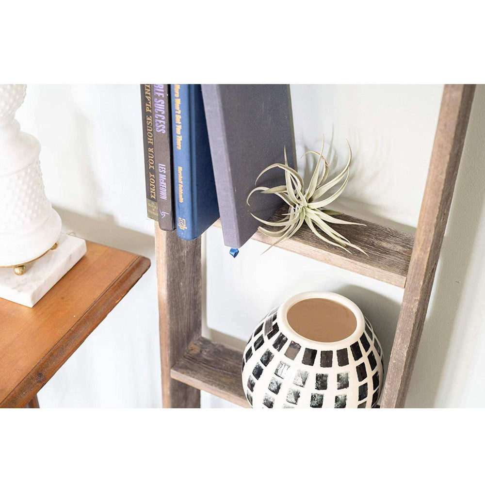 4 Step Rustic Black Wood Ladder Shelf - Homeroots - Flyclothing LLC