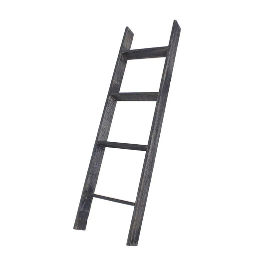 4 Step Blackwash Rustic Wood Ladder Shelf - Homeroots - Flyclothing LLC