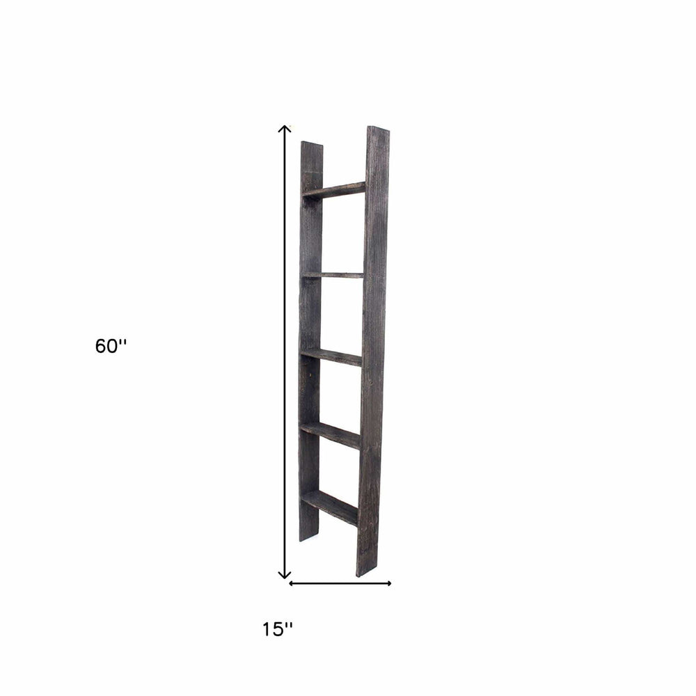 4 Step Rustic Black Wood Ladder Shelf - Homeroots - Flyclothing LLC