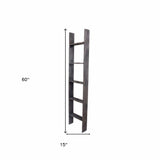 4 Step Rustic Black Wood Ladder Shelf - Homeroots - Flyclothing LLC