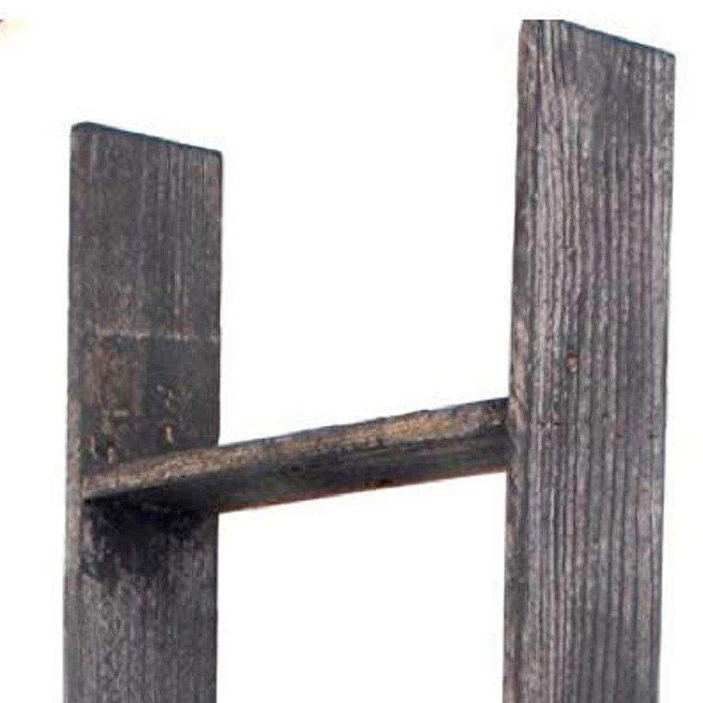 4 Step Rustic Black Wood Ladder Shelf - Homeroots - Flyclothing LLC