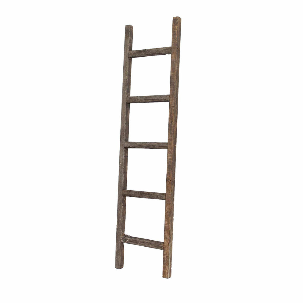 5 Step Rustic Espresso Gray Wood Ladder Shelf - Homeroots - Flyclothing LLC