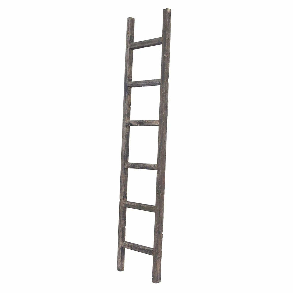 6 Step Rustic Smoky Black Wood Ladder Shelf - Homeroots - Flyclothing LLC